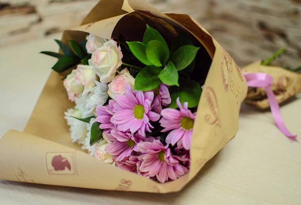 Букет цветов из: Розы и Хризантемы в Степаньково