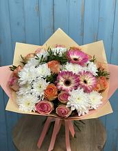 Букет цветов из:  Розы, Герберы и Хризантемы в Степаньково