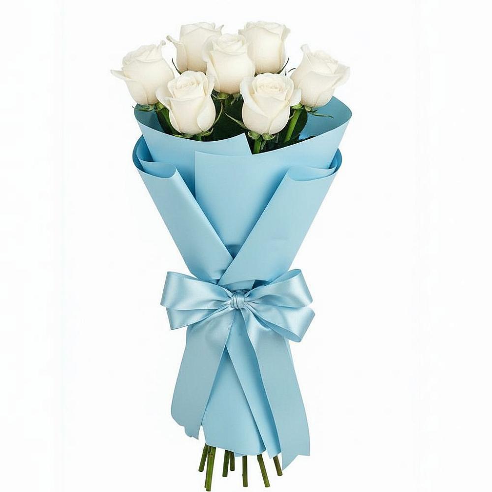 Букет 7 белых роз Проуд в Степаньково
