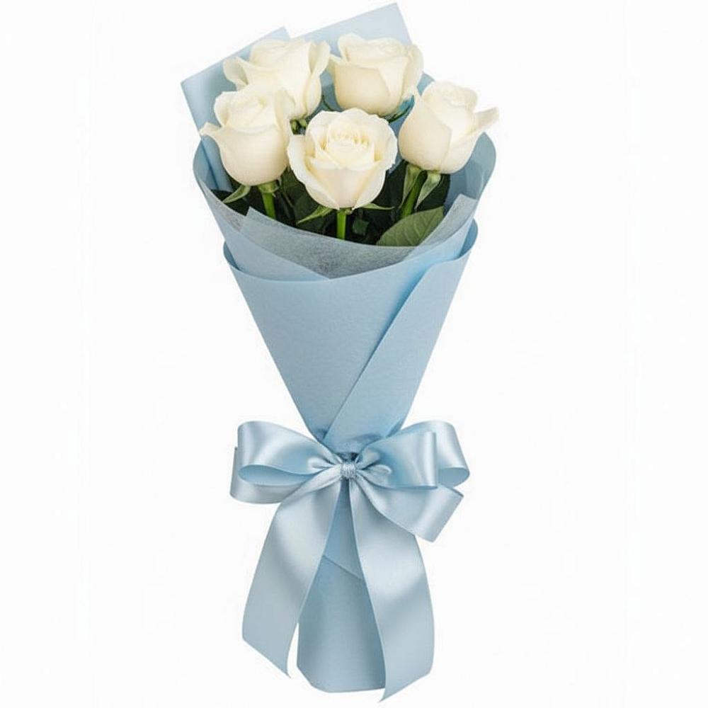 Букет 5 Белых роз Проуд в Степаньково