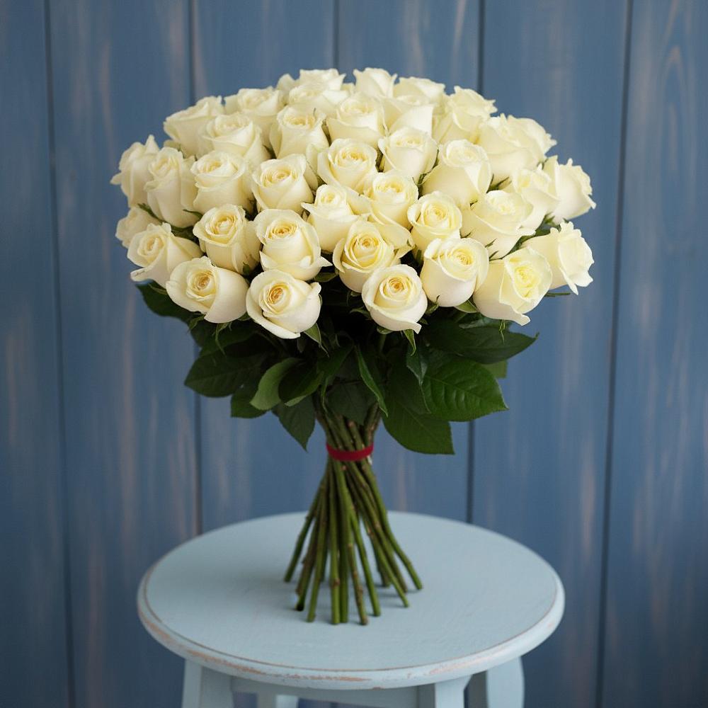Букет 51 Белая роза Эдлесс Лав в Степаньково