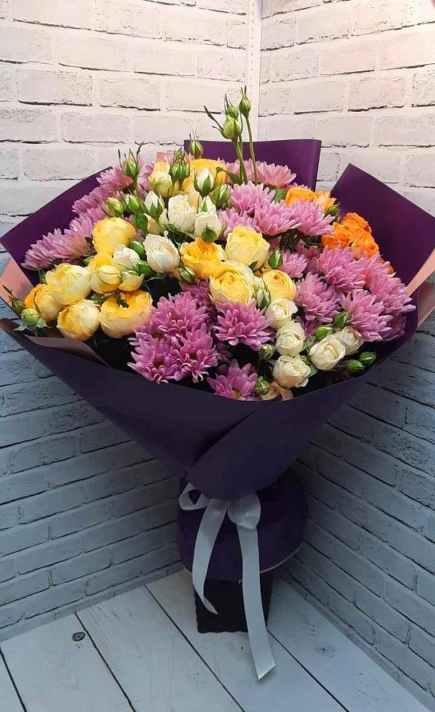 Букет цветов из: Хризантемы и Розы в Степаньково