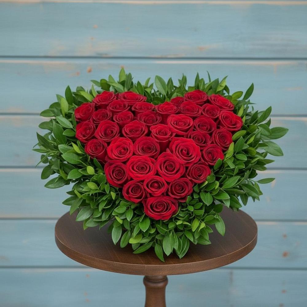 Цветочная композиция из Розы в виде сердца в Степаньково