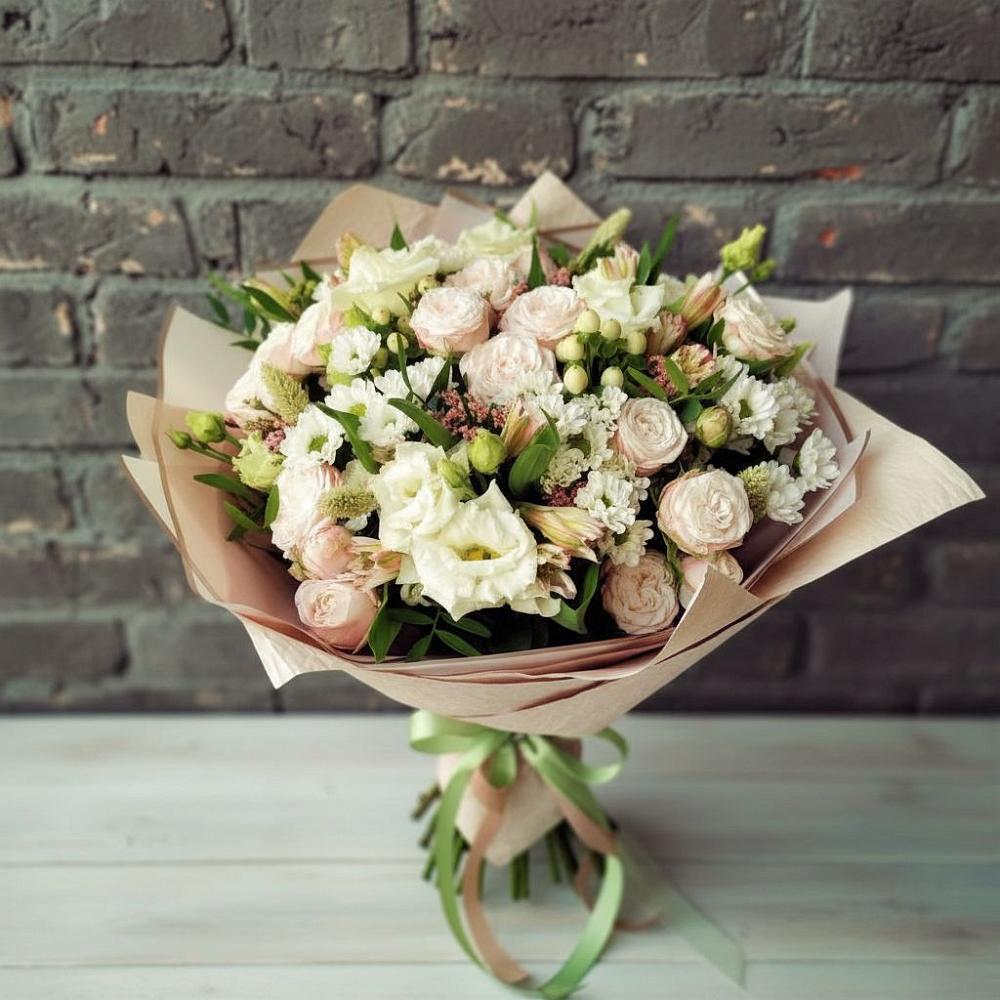 Букет цветов из: Альстромерии, Розы и Хризантемы в Степаньково
