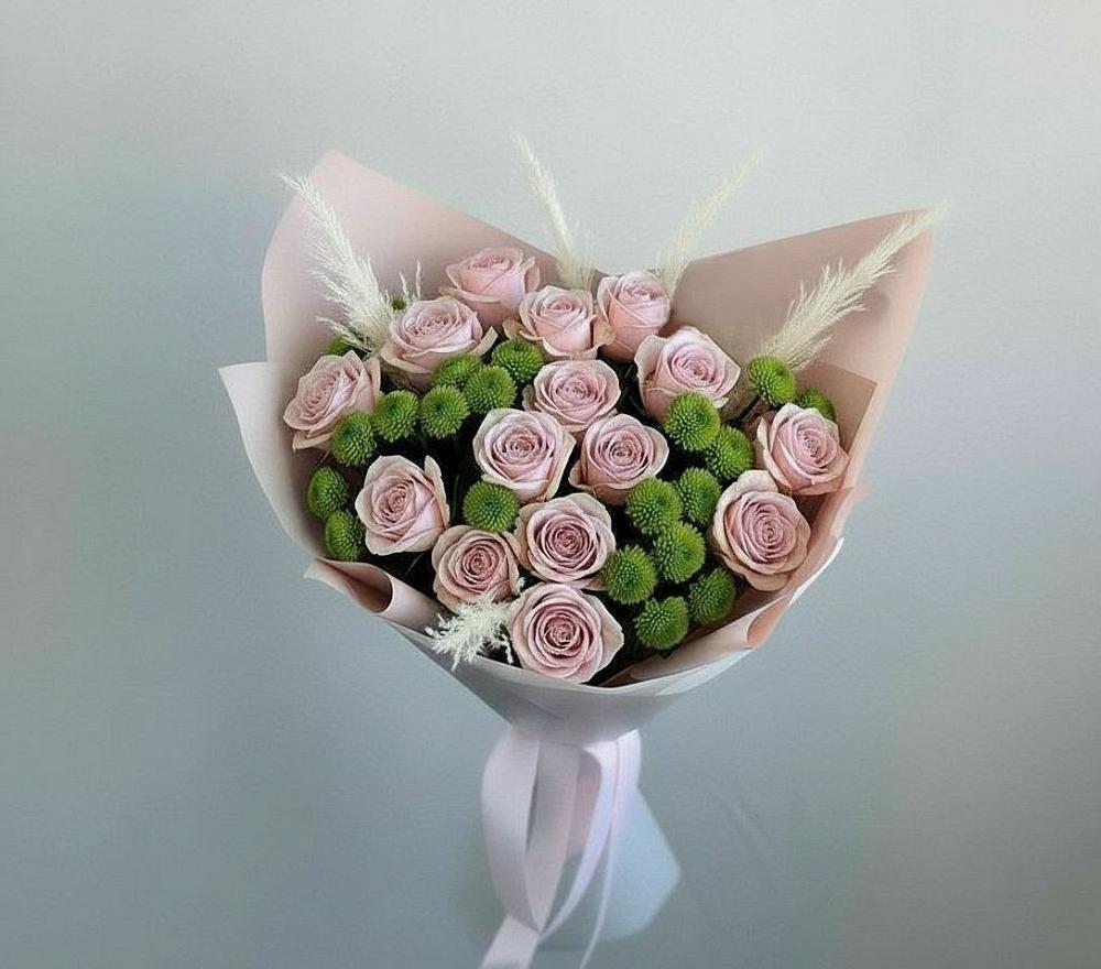 Букет цветов из: Розы и Хризантемы в Степаньково