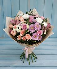 Букет цветов из:  Хризантемы, Розы и Альстромерии #REPLACE_PRED# Степаньково