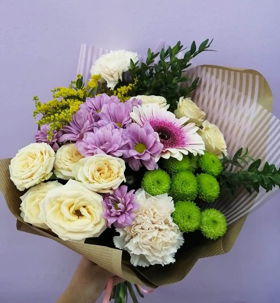 Букет цветов из: Хризантемы, Розы, Гвоздики и Герберы в Степаньково