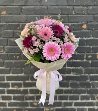 Букет цветов из:  Герберы и Хризантемы в Степаньково