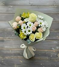 Букет цветов из:  Альстромерии, Розы и Хризантемы в Степаньково