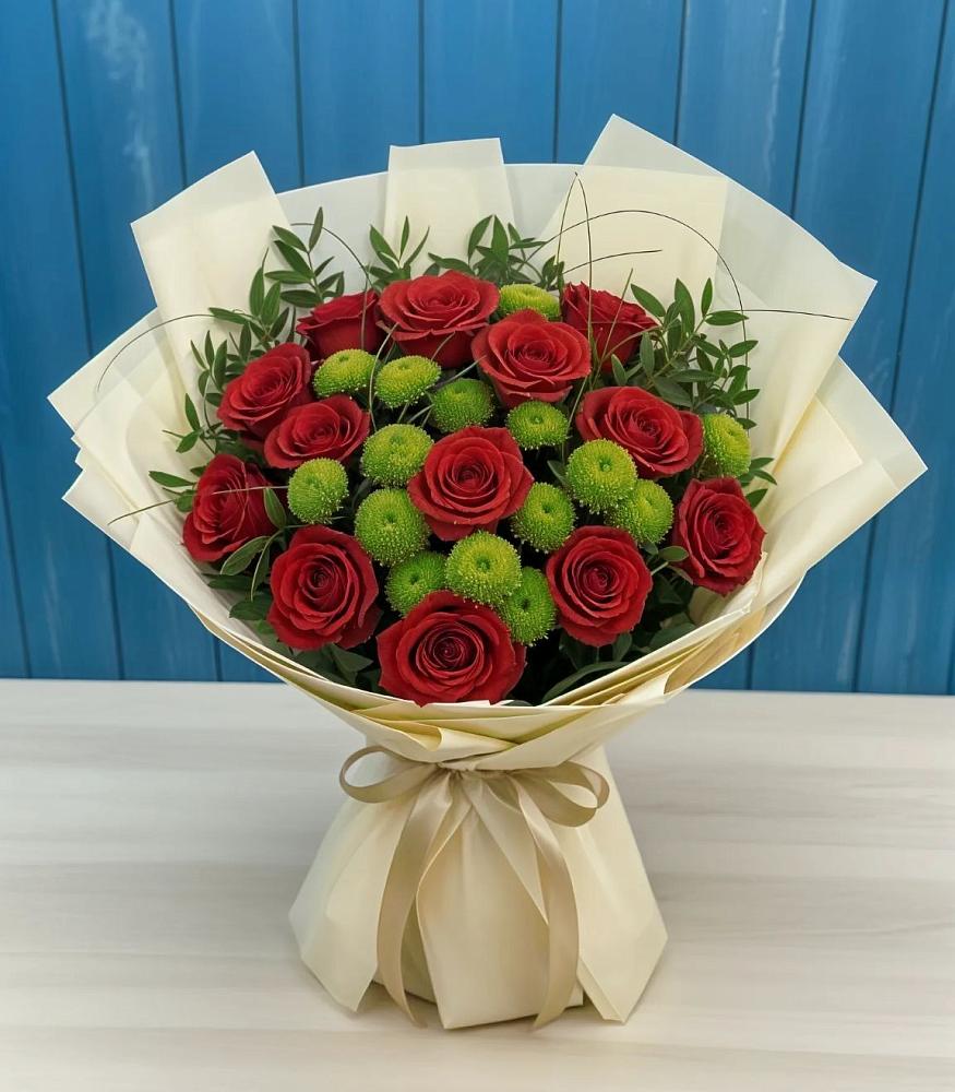 Букет цветов из: Розы и Хризантемы в Степаньково